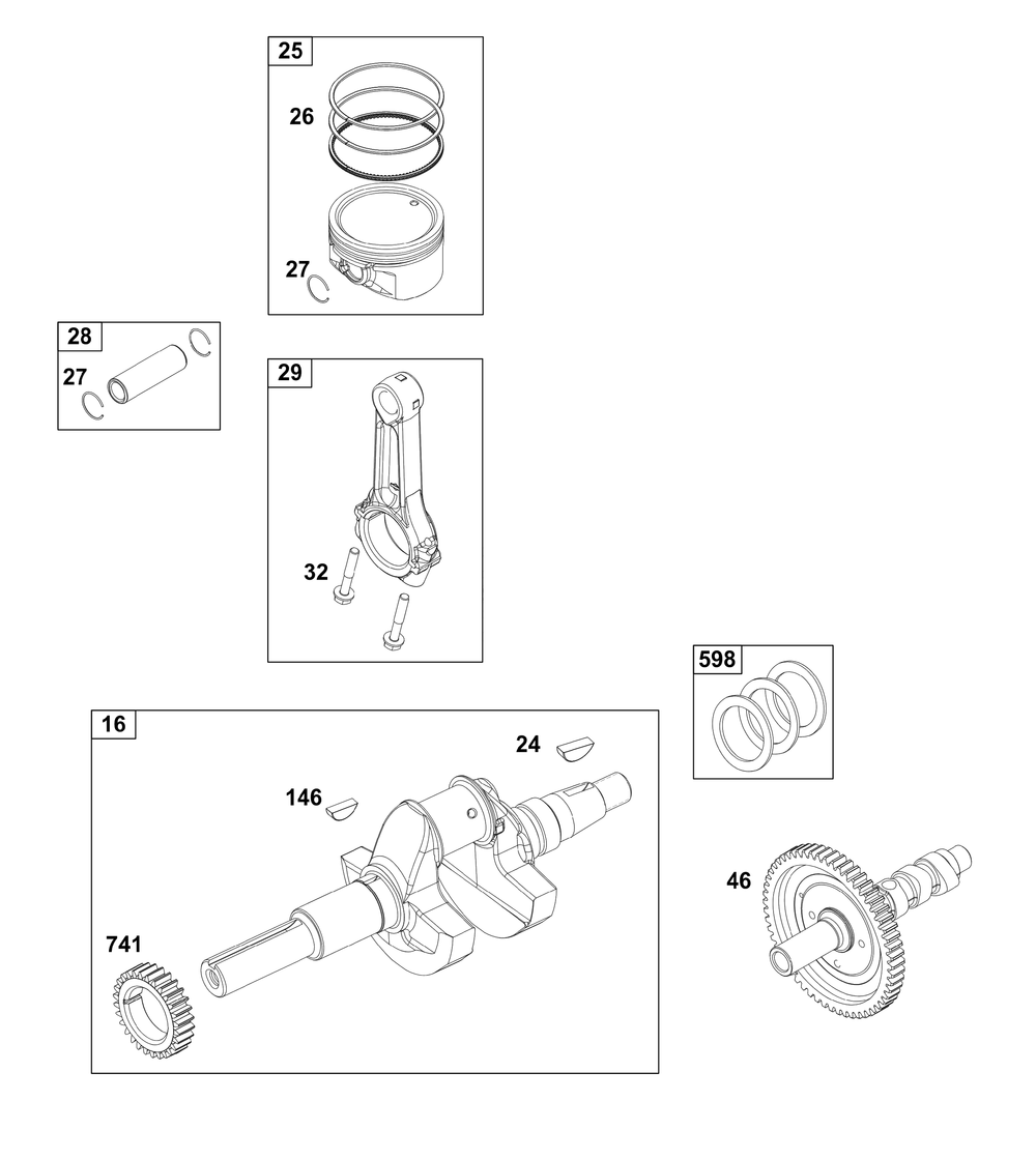 Crankshaft Group Diagram and Parts List for 356447-0665-G1 200000 - 399999 Briggs and Stratton Engine